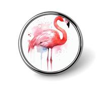 Pink Flamingo Watercolor Lapel Pin Badge Round Metal Button Pin Personalized Novelty Pinback Button Badges Funny Recognition Enamel Pins Novelty Cute Cartoon Brooch Pin for Jacket Bag Coat