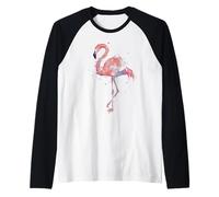 Pink Flamingo Watercolor Raglan Baseball Tee