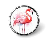 Pink Flamingo Watercolor Round Badge Pin, 1 Inch Durable Non-Fading Lapel Pin, Versatile Metal Button Badges, Lightweight Decorative Brooch for Clothing Accessories Personalized Gifts