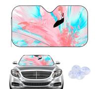 Pink Flamingo With Blue Feathers Windscreen Cover Sunshades, Frost Windscreen Cover Winter, Car Accessories Ice for New Driver Gifts Car Frost Protector Screen for Suv Van (135× 60 cm)