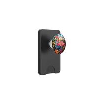 Pink Flamingo with Flowers Round Artwork PopSockets PopWallet for MagSafe