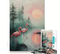 Pink Flamingos at Sunset 1000 Piece Jigsaw Puzzles for Teenagers Jigsaw Think Game Calm Mind Quality Edge (38x26cm)