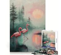 Pink Flamingos at Sunset 1000 Piece Jigsaw Puzzles for Teenagers Jigsaw Think Game Calm Mind Quality Edge (38x26cm)
