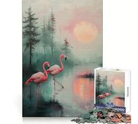 Pink Flamingos at Sunset 1000 Piece Jigsaw Puzzles for Teenagers Jigsaw Think Game Calm Mind Quality Edge (50x75cm)