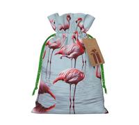 Pink Flamingos Christmas Drawstring Sack Gift Bag, Lightweight And Cute In Design