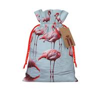 Pink Flamingos Christmas Drawstring Sack Gift Bag, Lightweight And Cute In Design