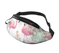 Pink Flamingos Fanny Pack Watercolor Flamingo Crossbody Bag Watercolor Flowers Hands-Free Bag Athletes 14X35CM