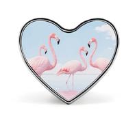Pink Flamingos Heart Pin, 1 Inch Metal Love Lapel Pins - Lightweight, Smooth Edges, Versatile Badge Brooch for Jackets, Shirts, Bags, Gifts for Friends, Family