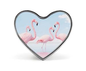 Pink Flamingos Heart Pin, 1 Inch Metal Love Lapel Pins - Lightweight, Smooth Edges, Versatile Badge Brooch for Jackets, Shirts, Bags, Gifts for Friends, Family
