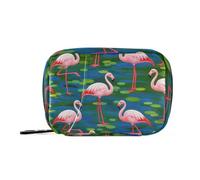 Pink Flamingos in Oil Painting Bags with Detachable Compartments Portable 7 Day Pill Organizer for Purse