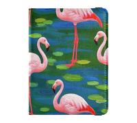 Pink Flamingos in Oil Painting Leather decorative passport book holder Travel Documents Organizer Protector Passport Holder Case Ultra Slim, Pink flamingos in oil painting, One Size