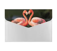 Pink Flamingos Kiss in The Lake Folder with 6 Pack Plastic Envelopes with Snap Closure,Waterproof File Envelope for Paper Bill Receipt,Expanding File Folder Organizer for Home Office