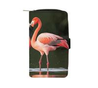 Pink Flamingos Kiss in The Lake Leather Wallet,Multiple Card Slots Clip,Multi-Functional Slim Billfold For Men Women