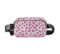 Pink Flamingos on Black Background Multipurpose Fanny Pack Waist Bag with Adjustable Strap for Shopping Sports Work, Pink Glitter Leopard Print, One Size