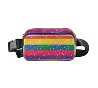 Pink Flamingos on Black Background Multipurpose Fanny Pack Waist Bag with Adjustable Strap for Shopping Sports Work, Lgbt Glitter Rainbow Pride Flag, One Size