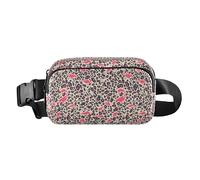 Pink Flamingos on Black Background Multipurpose Fanny Pack Waist Bag with Adjustable Strap for Shopping Sports Work, Leopard Pattern Pink Black, One Size