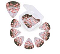 Pink Flamingos Print Guitar Picks 12 Pack Guitar Plectrums with Storage Box Bass Picks For Acoustic Guitar Bass Electric Ukulele Includes 0.46mm, 0.71mm, 0.96mm