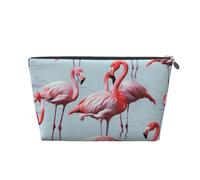 Pink Flamingos Print Travel Makeup Bag Cosmetic Toiletry Bag Wash Bag Multifunctional Storage with Zipper for Women Girls Silver