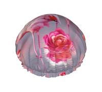 Pink Flamingos Printed Double-Layer Waterproof Shower Cap - Reusable Spa & Face Mask Bathing Hat for Travel, Home Care & Beauty Routine