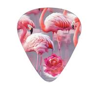 Pink Flamingos Printed Guitar Picks 12-Piece Set - Comfortable, Versatile Plectrum for All Guitar Styles & Players