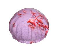 pink flamingos Printed Reusable Shower Hats, Double Layer Headgear For Spa And Salon, Large Hair Wrap