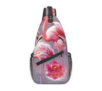 Pink Flamingos Printed Sling Bag Crossbody Backpack for Men Women, Versatile Casual Shoulder Chest Bag for Running Hiking Cycling Travel Work