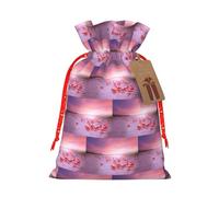 Pink Flamingos Printing Fashion Drawstring Bag With Kraft Tag For Christmas Halloween Party Gift Packaging