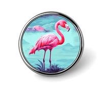 Pink Flamingos Round Badge Cute Brooch Hats Jackets Decor Personalized Lapel Pin Clothing Jewelry Accessories for Wedding Party Gift