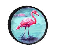 Pink Flamingos Spare Tire Cover PVC Leather Spare Wheel Cover Dustproof Waterproof Jeep Tire Cover for 34inch Camper, RV Trailer, Truck, SUV Fit Diameter 28-34 Inch