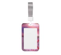 Pink Flamingos Vertical Id Card Badge Holder with Neck Strap, Printed Waterproof Name Card Holder for Work Office Nurse School