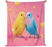 Pink Flannel Fleece Throw Blanket, Minimalist Cute Birds Parrot Fluffy Blankets Microfiber Throw Blanket Warm Thick Soft Comfortable Sofa Throws Winter Blanket for Bed 100 x 130 cm