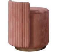 Pink Flannel Makeup Desk Chair for Girls & Women Round Vanity Stool Compact Dressing Chair Cute Makeup Seat for Bedroom & Salon Stylish & Comfortable
