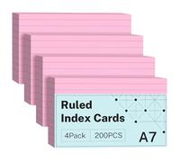 Pink Flash Cards 5x3 Revision Cards, 200 PCS, Pink Index Cards, Ruled Flashcards, Study Lined Revision Flash Cards 5x3 for Studying, Recipe Record Cards for Office/Home/School