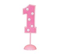 Pink Flashing Number 1 Cake Topper (11cm) 1 Piece - Perfect for First Birthday Celebrations and Milestone Events