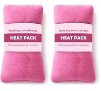 Pink Fleece Heat Pack - Reusable Microwaveable Hot & Cold Therapy with Natural Mineral Thermal Beads for Back, Knee, Joint, Wrist & Menstrual Pain Relief (Pack of 2)