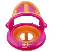 Pink Float Boat Ring with Canopy Sun Shade Swim Seat for Pool or Beach, Inflatable Swimming Float for Gift