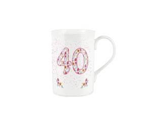 Pink Floral Ages Mug - 40th Birthday Gifts Bone China Coffee/Tea Mug