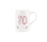 Pink Floral Ages Mug - 70th Birthday Gifts Bone China Coffee/Tea Mug