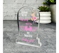 Pink Floral Baby Girl Gravestone Plaque Sympathy Gift Keepsake Memorial Gift - Small Gifts For Him For Her, Present, Acrylic Plaque, Unqiue Gift, Ornament, Décor, Plaque, trinket, Keepsake Gift