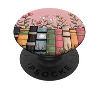 Pink Floral Book Lover - Girly Aesthetic Library PopSockets Adhesive PopGrip