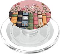 Pink Floral Book Lover - Girly Aesthetic Library PopSockets PopGrip for MagSafe