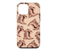 Pink Floral Cowgirl Boots Western Boho Pattern Folk Art Case for iPhone 12 mini