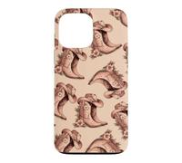 Pink Floral Cowgirl Boots Western Boho Pattern Folk Art Case for iPhone 13 Pro Max