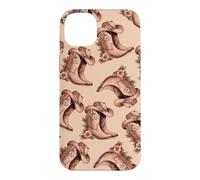 Pink Floral Cowgirl Boots Western Boho Pattern Folk Art Case for iPhone 14 Plus