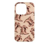 Pink Floral Cowgirl Boots Western Boho Pattern Folk Art Case for iPhone 14 Pro