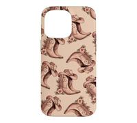 Pink Floral Cowgirl Boots Western Boho Pattern Folk Art Case for iPhone 14 Pro Max