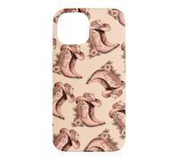 Pink Floral Cowgirl Boots Western Boho Pattern Folk Art Case for iPhone 15