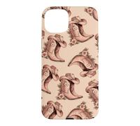 Pink Floral Cowgirl Boots Western Boho Pattern Folk Art Case for iPhone 15 Plus