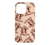 Pink Floral Cowgirl Boots Western Boho Pattern Folk Art Case for iPhone 15 Pro Max