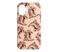 Pink Floral Cowgirl Boots Western Boho Pattern Folk Art Case for iPhone 16